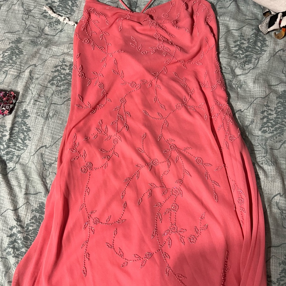 Elegant Pink/Salmon Beaded Dress Kiki USA